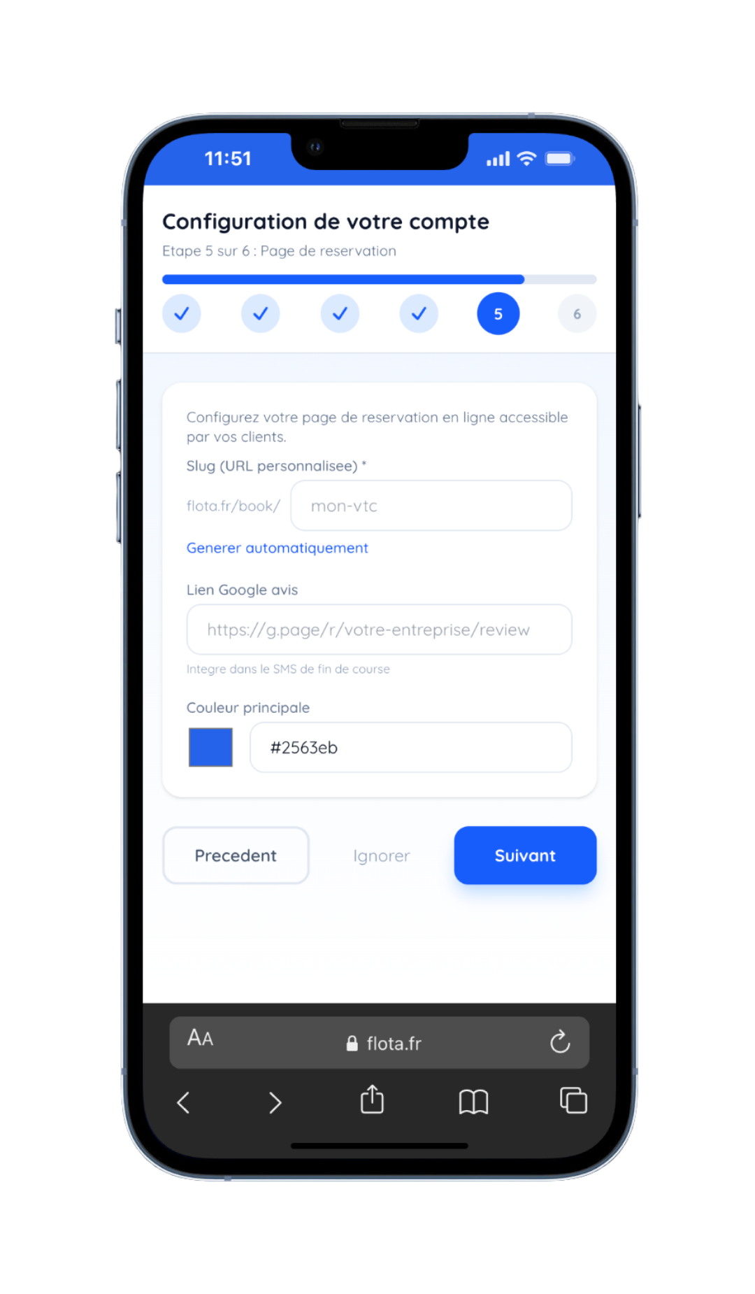 Page de réservation
