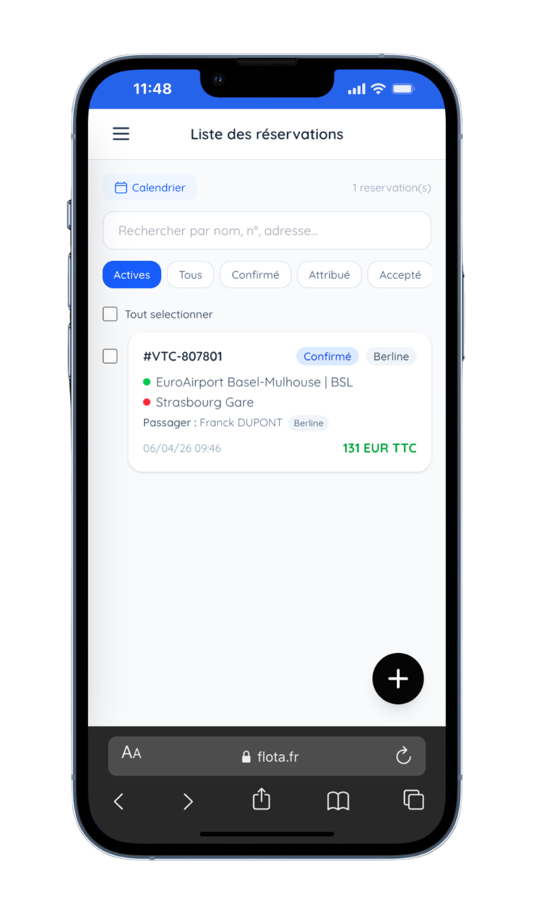 Liste des réservations